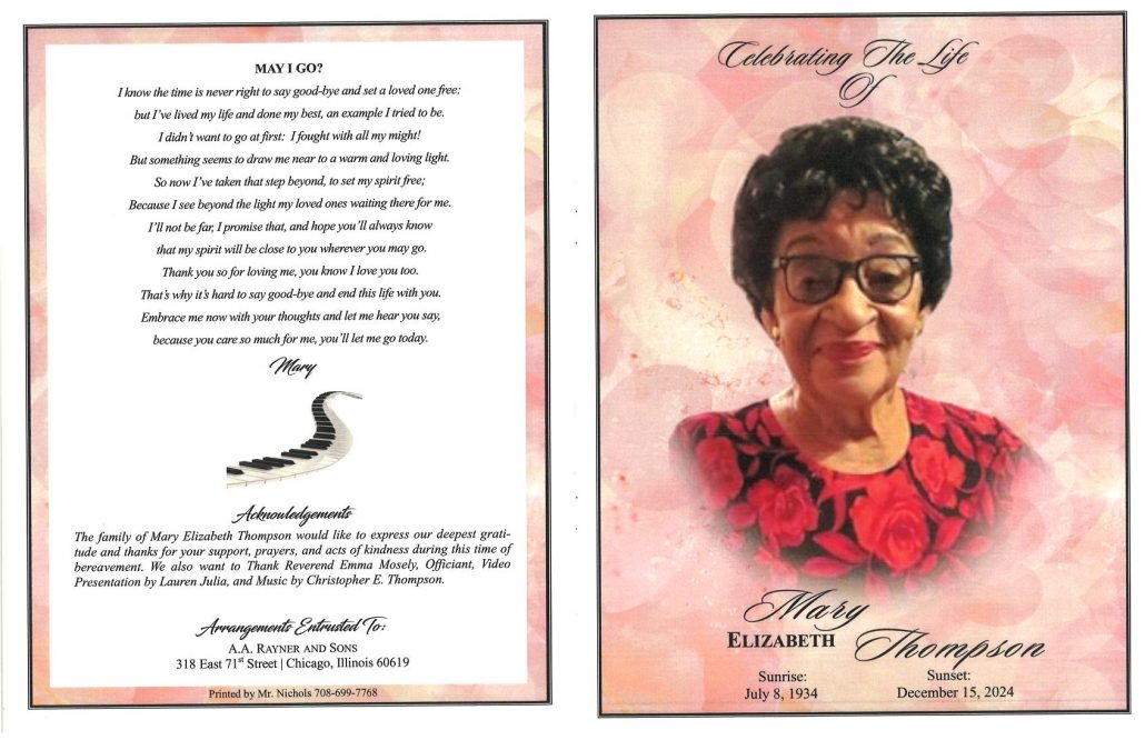 Mary E Thompson Obituary