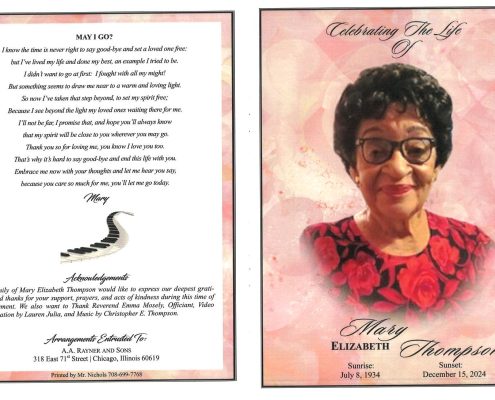 Mary E Thompson Obituary