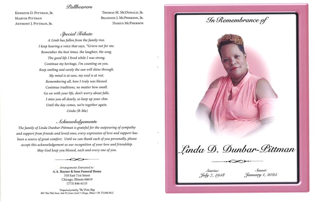 Linda D Dunbar Pittman Obituary