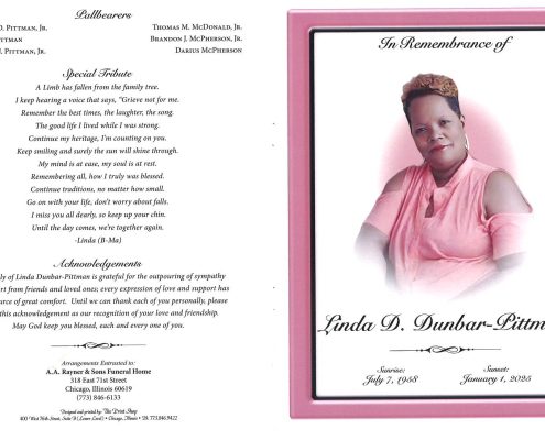 Linda D Dunbar Pittman Obituary
