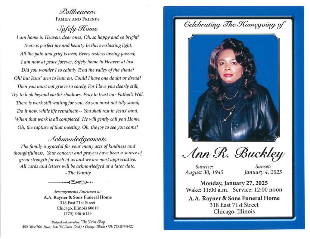 Ann R Buckley Obituary