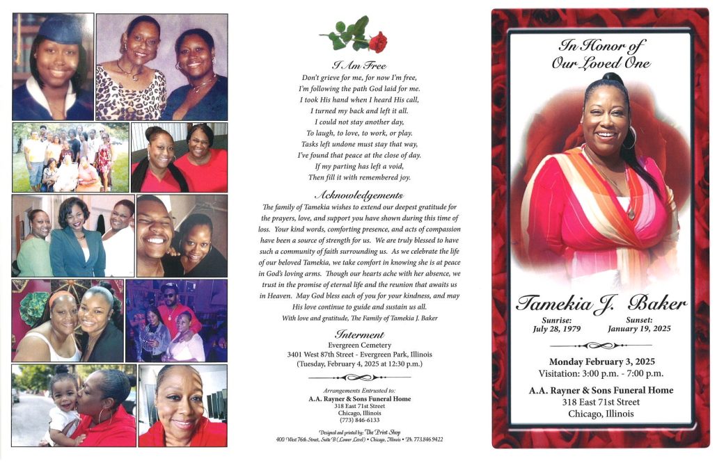 Tamekia J Baker Obituary