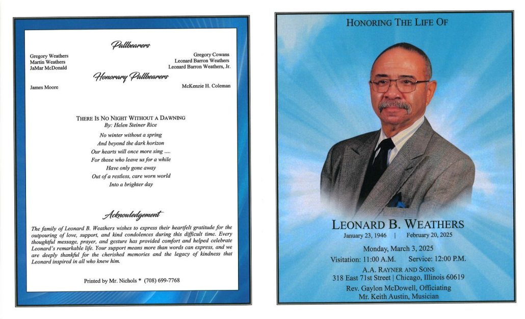 Leonard B Weathers Obituary