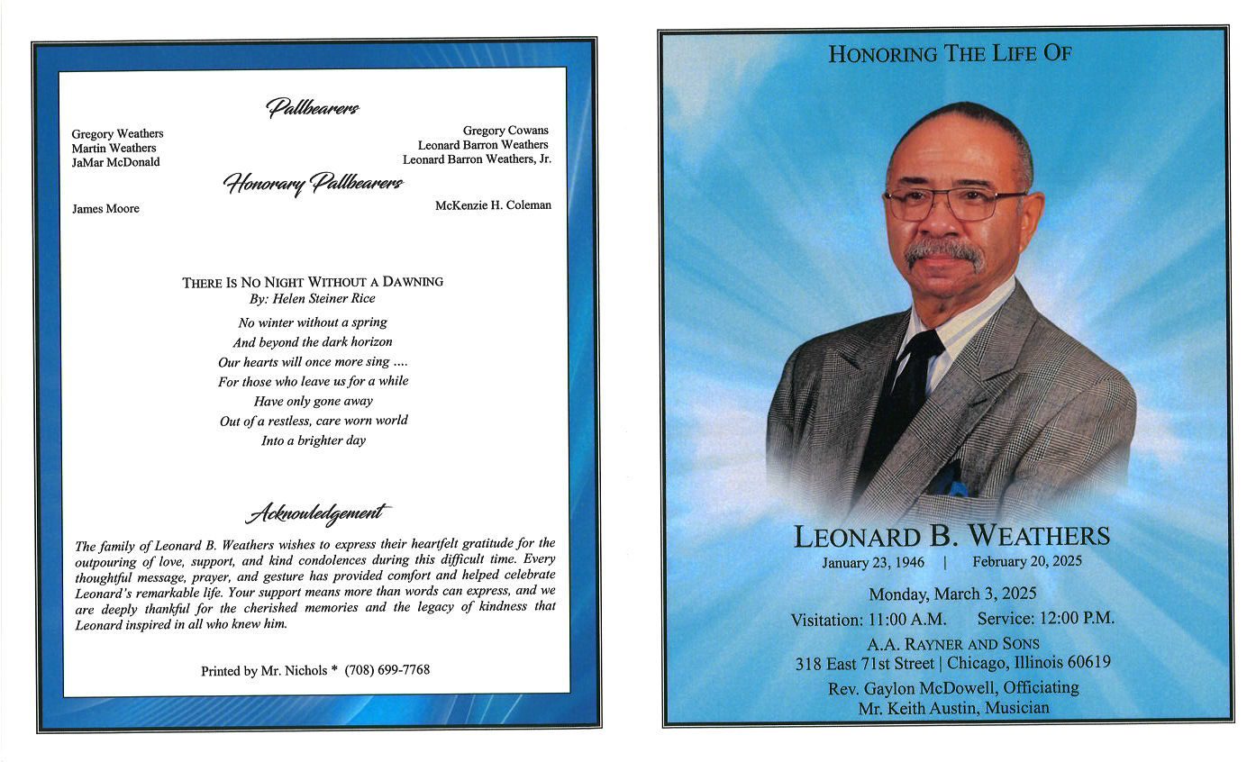 Leonard B Weathers Obituary | AA Rayner and Sons Funeral Homes