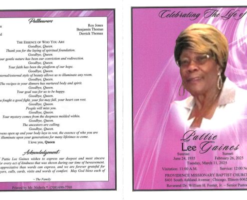 Pattie L Gaines Obituary