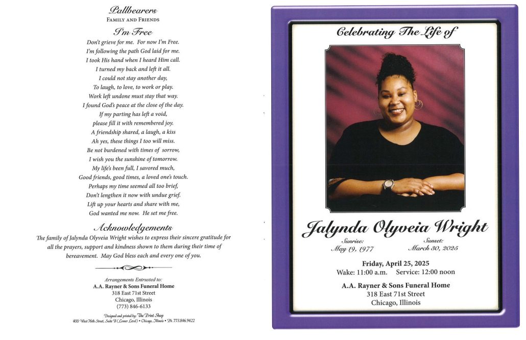 Jalynda O Wright Obituary