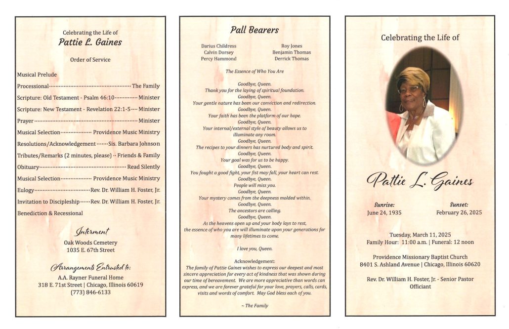 Pattie L Gaines Obituary