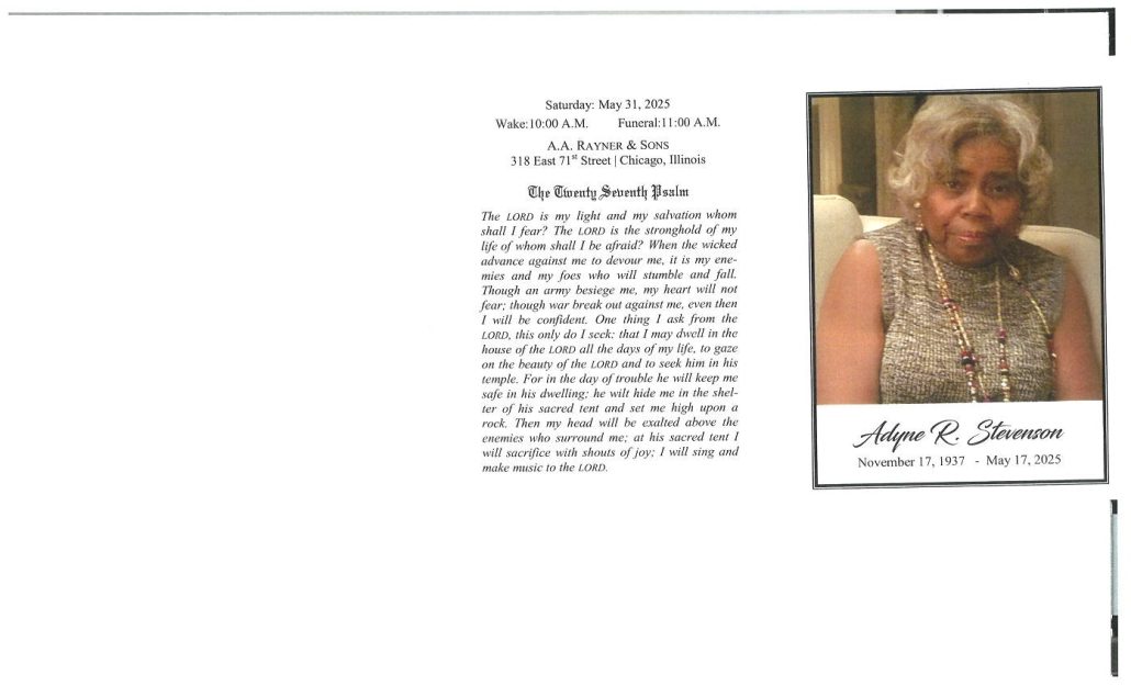 Adyne R Stevenson Obituary