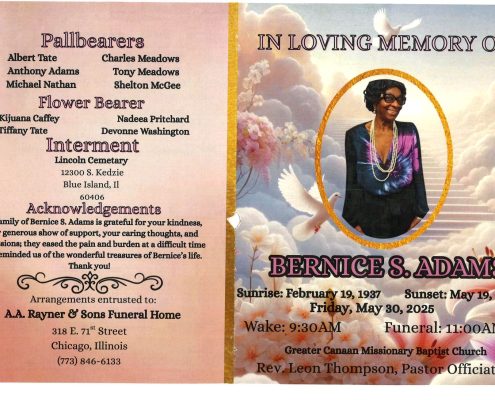 Bernice S Adams Obituary