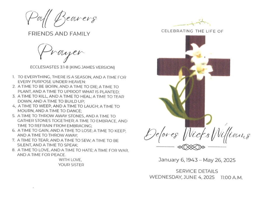 Delores W Williams Obituary