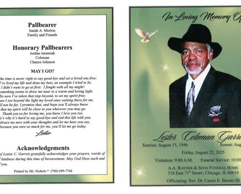 Lester C Garrett Obituary