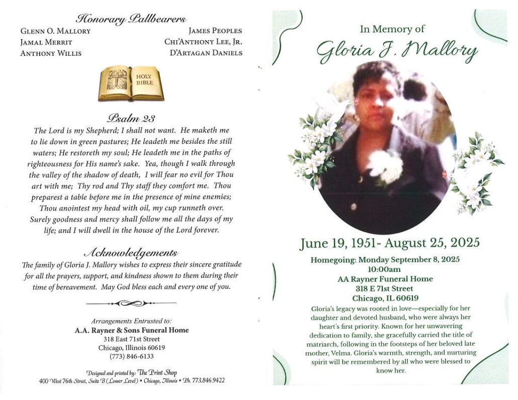 Gloria J Mallory Obituary